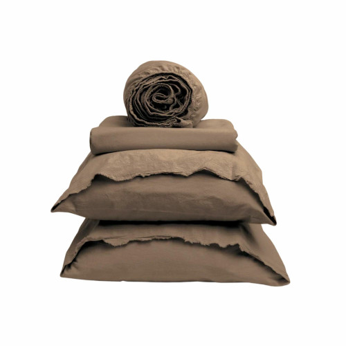 Garment Washed Percale Desert Sand Bedding